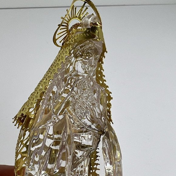Virgin Mother Mary Christmas Ornament Clear Acrylic 4" Religious Holiday Vintage - Picture 12 of 12